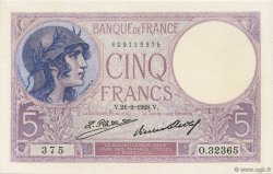 5 Francs FEMME CASQUÉE FRANCE  1928 F.03.12 UNC-