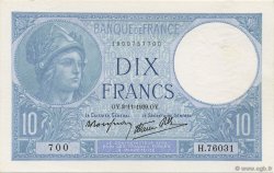 10 Francs MINERVE modifié FRANCE  1939 F.07.14 XF+