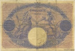 50 Francs BLEU ET ROSE FRANCE  1891 F.14.03 VF-