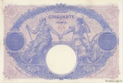 50 Francs BLEU ET ROSE FRANCE  1915 F.14.28 XF - AU