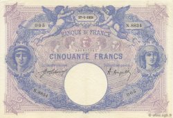 50 Francs BLEU ET ROSE FRANKREICH  1921 F.14.34 VZ to fST
