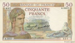 50 Francs CÉRÈS FRANKREICH  1937 F.17.36 VZ