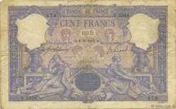 100 Francs BLEU ET ROSE FRANCE  1907 F.21.22 pr.TB