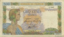 500 Francs LA PAIX FRANCE  1944 F.32.46 VF-