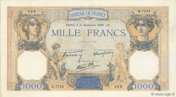 1000 Francs CÉRÈS ET MERCURE type modifié FRANKREICH  1939 F.38.37 VZ to fST