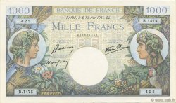 1000 Francs COMMERCE ET INDUSTRIE FRANCIA  1941 F.39.04 AU+
