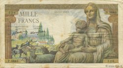 1000 Francs DÉESSE DÉMÉTER FRANCE  1943 F.40.39 VF-