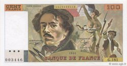 100 Francs DELACROIX imprimé en continu FRANKREICH  1991 F.69bis.03b1 fST+