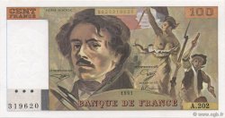 100 Francs DELACROIX imprimé en continu FRANKREICH  1991 F.69bis.03c1 fST+