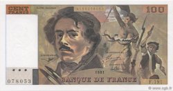 100 Francs DELACROIX imprimé en continu FRANKREICH  1991 F.69bis.04a fST+