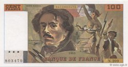 100 Francs DELACROIX imprimé en continu FRANKREICH  1993 F.69bis.05 ST
