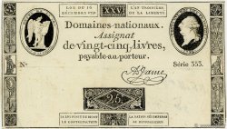 25 Livres FRANCE  1791 Ass.22a VF
