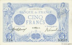 5 Francs BLEU FRANKREICH  1915 F.02.32 VZ+