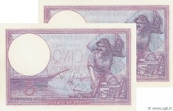 5 Francs FEMME CASQUÉE Consécutifs FRANCE  1926 F.03.10 SPL