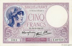 5 Francs FEMME CASQUÉE modifié FRANCIA  1940 F.04.17 SC