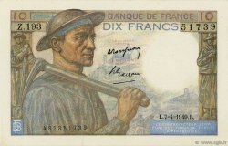 10 Francs MINEUR FRANCE  1949 F.08.21 UNC-