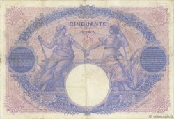 50 Francs BLEU ET ROSE FRANCE  1911 F.14.24 VF