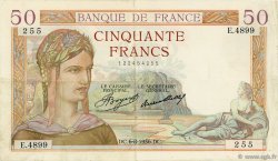 50 Francs CÉRÈS FRANKREICH  1936 F.17.29 fVZ