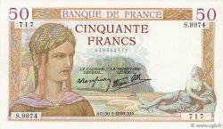 50 Francs CÉRÈS modifié FRANCIA  1939 F.18.24 EBC