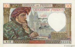 50 Francs JACQUES CŒUR FRANKREICH  1940 F.19.02 VZ to fST