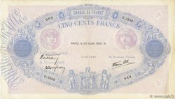 500 Francs BLEU ET ROSE modifié FRANKREICH  1939 F.31.37 SS