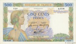500 Francs LA PAIX FRANCIA  1941 F.32.18 q.FDC