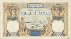 1000 Francs CÉRÈS ET MERCURE type modifié FRANCE  1937 F.38.01 F+