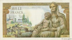 1000 Francs DÉESSE DÉMÉTER FRANCE  1943 F.40.38 VF