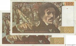 100 Francs DELACROIX Lot FRANCE  1978 F.68.03 et F.69.01b VF