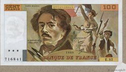 100 Francs DELACROIX modifié FRANCE  1980 F.69.04a XF