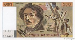 100 Francs DELACROIX imprimé en continu FRANKREICH  1991 F.69bis.03a2 fST+