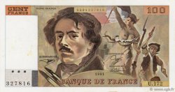 100 Francs DELACROIX imprimé en continu FRANKREICH  1991 F.69bis.03a4 SS
