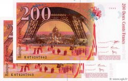 200 Francs EIFFEL Consécutifs FRANCE  1999 F.75.05 UNC-