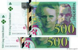 500 Francs PIERRE ET MARIE CURIE Sans le symbole du Radium FRANCIA  1994 F.76f3.01 FDC