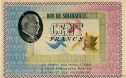 100 Francs BON DE SOLIDARITÉ FRANCE Regionalismus und verschiedenen  1941  VZ