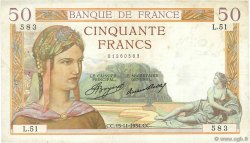 50 Francs CÉRÈS FRANKREICH  1934 F.17.01 SS