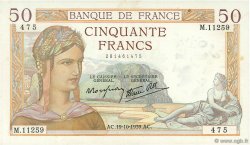 50 Francs CÉRÈS modifié FRANCIA  1939 F.18.33 q.SPL