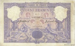 100 Francs BLEU ET ROSE FRANCE  1908 F.21.23 F+