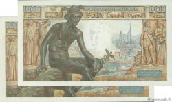 1000 Francs DÉESSE DÉMÉTER Consécutifs FRANCE  1943 F.40.27 UNC-
