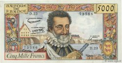 5000 Francs HENRI IV FRANCE  1957 F.49.03