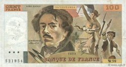 100 Francs DELACROIX modifié FRANCE  1982 F.69.06 TB+