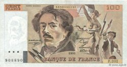 100 Francs DELACROIX imprimé en continu FRANCE  1991 F.69bis.03c1 VF