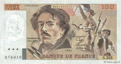 100 Francs DELACROIX imprimé en continu FRANCE  1991 F.69bis.03c1 F - VF