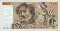 100 Francs DELACROIX imprimé en continu FRANCE  1991 F.69bis.04b VF