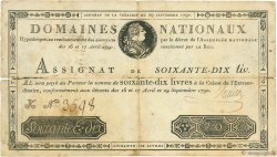 70 Livres FRANCE  1790 Ass.06a VG
