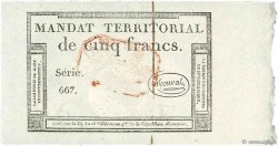 5 Francs Monval cachet rouge FRANCE  1796 Ass.63c