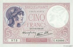 5 Francs FEMME CASQUÉE modifié FRANKREICH  1939 F.04.11 fST+