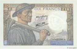 10 Francs MINEUR FRANCIA  1941 F.08.02 FDC