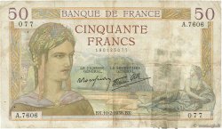 50 Francs CÉRÈS modifié FRANCIA  1938 F.18.08 RC