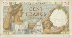 100 Francs SULLY FRANKREICH  1939 F.26.01